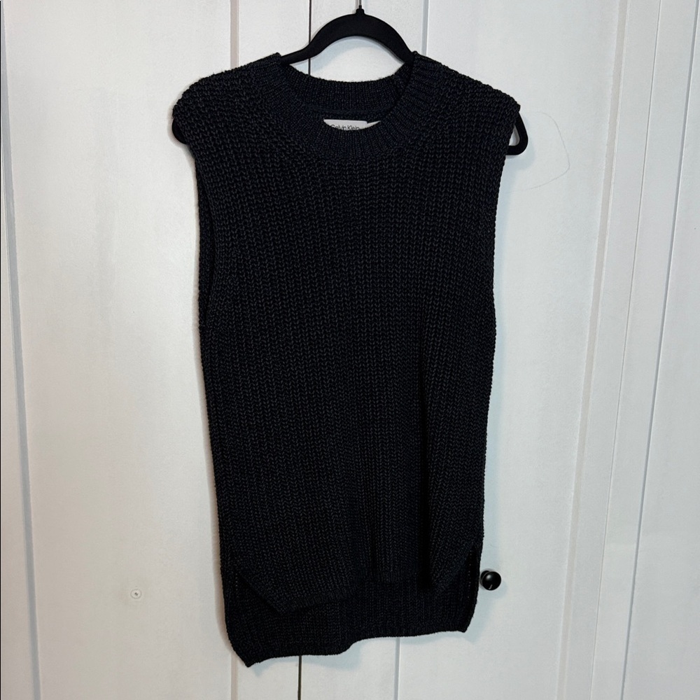 Calvin Klein Grey Sleeveless Knit Top Tunic Style - Small